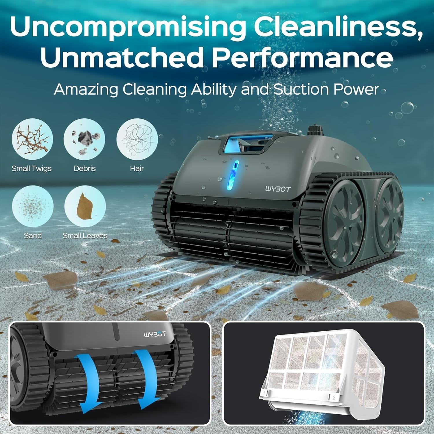 C1 Max Robotic Pool Vacuum Inground Pool Cleaner APP Wall Climbing