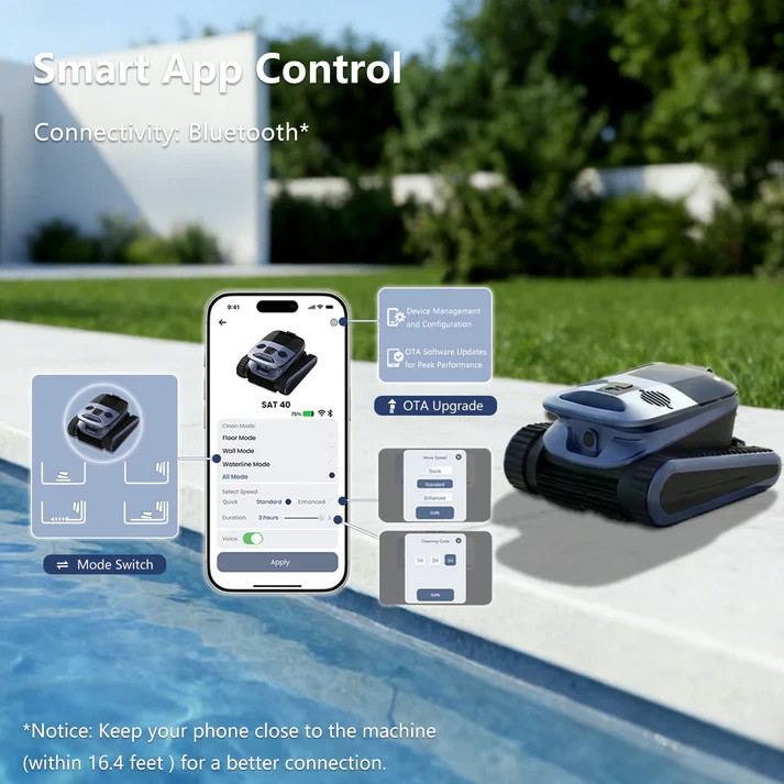 SEAUTO (2026 New) Cordless Robotic Pool Cleaner 4H Wall-Climbing Up to 3230Sq.ft