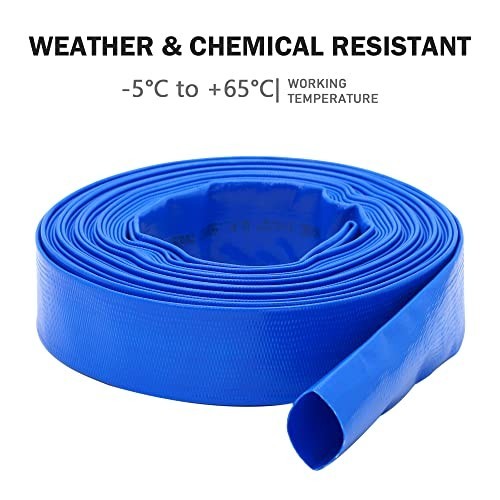 Heavy Duty 2.5&Prime; x 25ft Backwash Hose – Reinforced PVC Lay Flat Water Discharge f