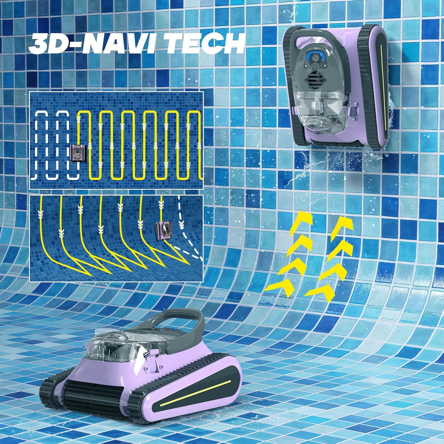 Cordless Robotic Pool Vacuum for Above & In-Ground Pools, 2.5H Run Time
