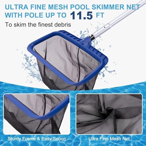 Pool Cleaning Kit, Including Pool Brush & Ultra Fine Mesh Pool Skimmer Net