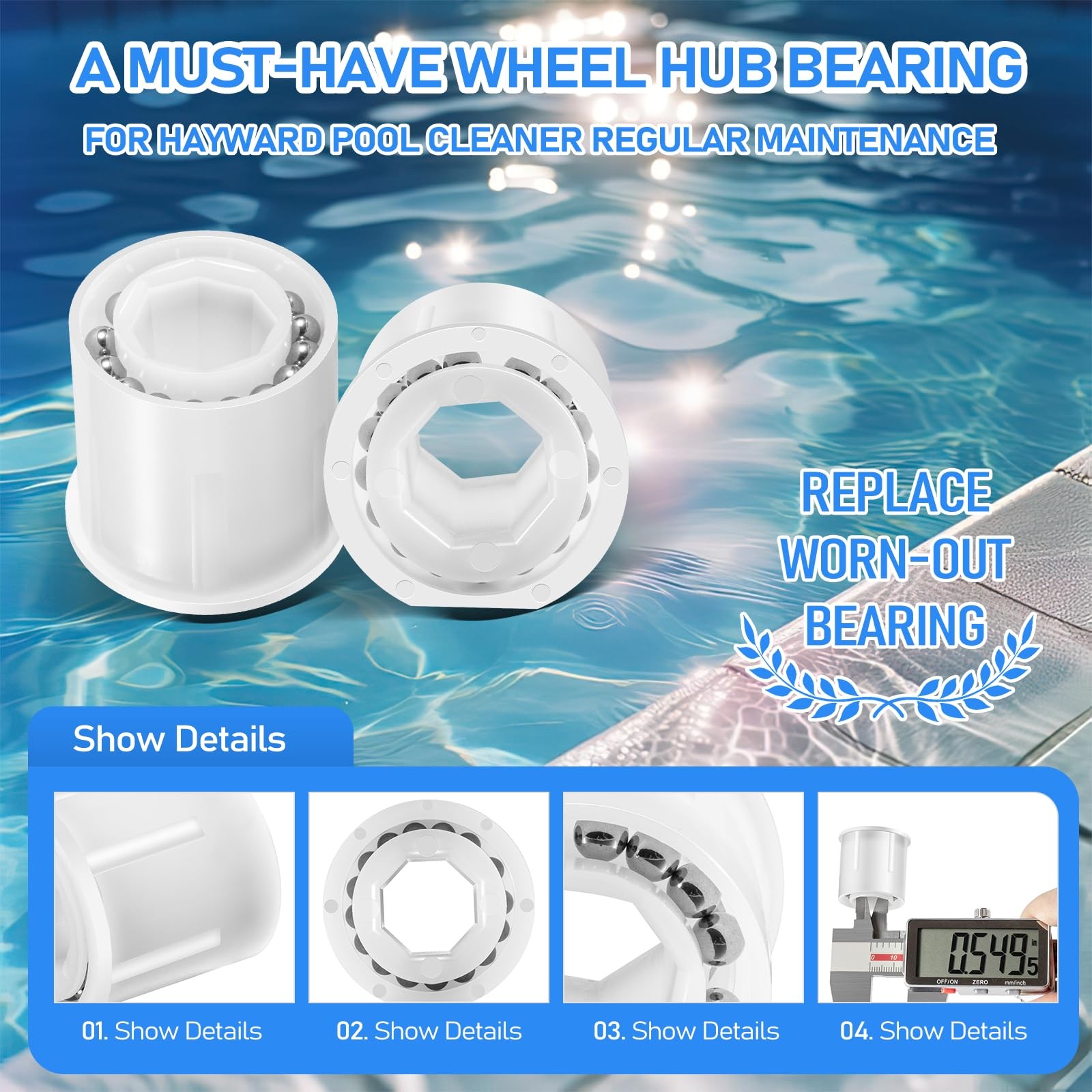 2PCS Wheel Bearing Kit PVX976PK2 For Hayward AquaNaut, Poolvergnuegen, Phoenix