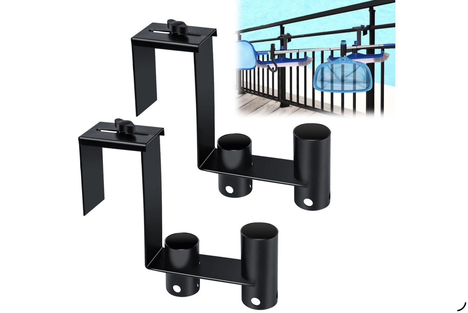 2 Pcs Pool Fence Hooks, Adjustable Tool Organizer, for Hanging Cleaning