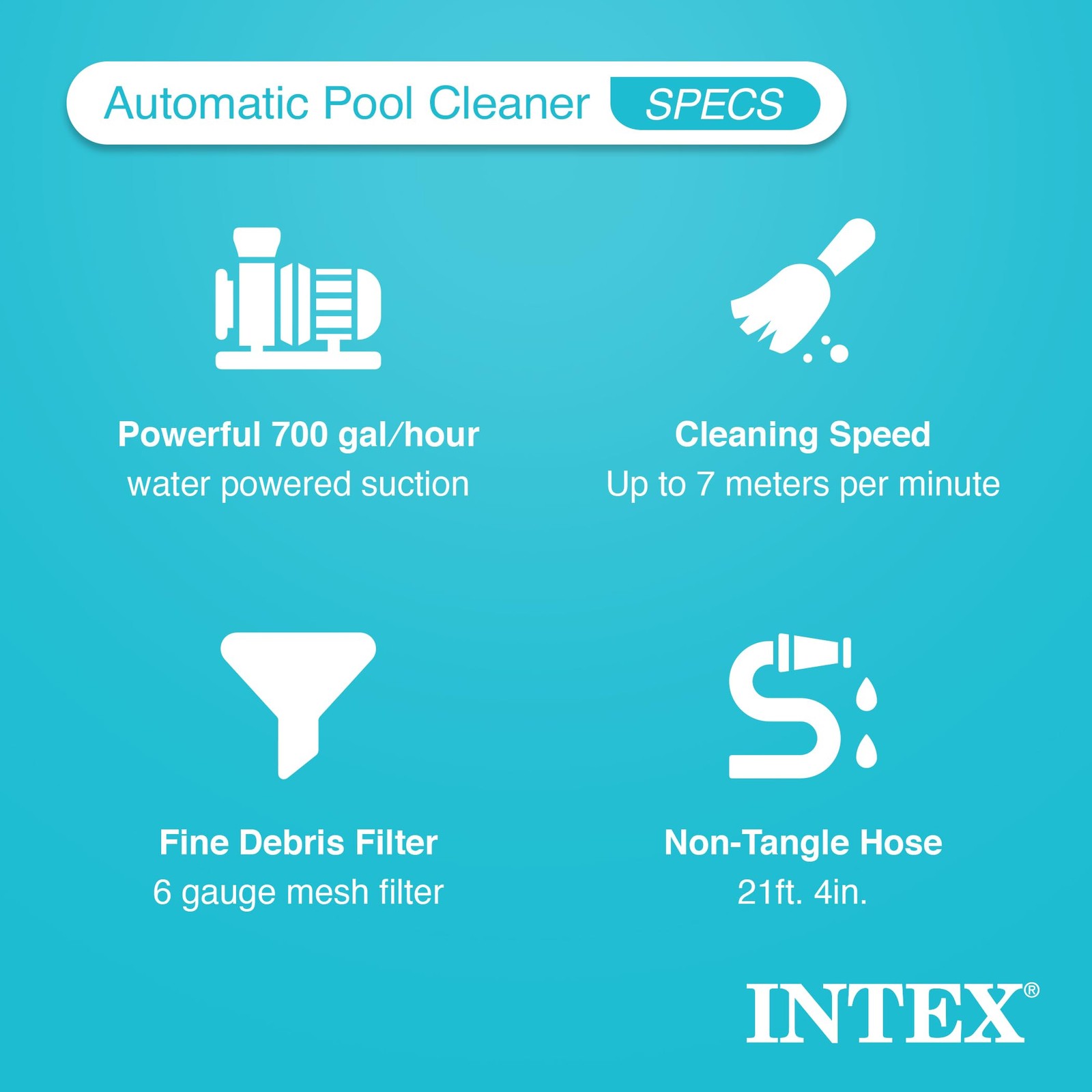 Intex ZX300 Automatic Pool Vacuum Cleaner for Above Ground Pools 700 GPH