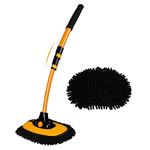 15° Curved Car Cleaning Brush with Telescopic Handle 43&Prime; Aluminum Alloy Long