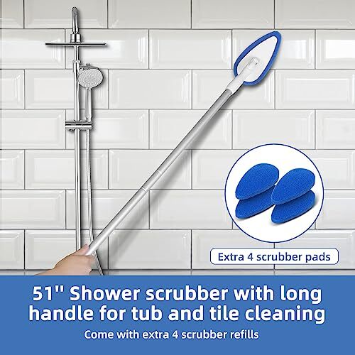 Shower Bathtub Tub Tile Scrubber Cleaning Brush with 51 » Handle, 5 Non