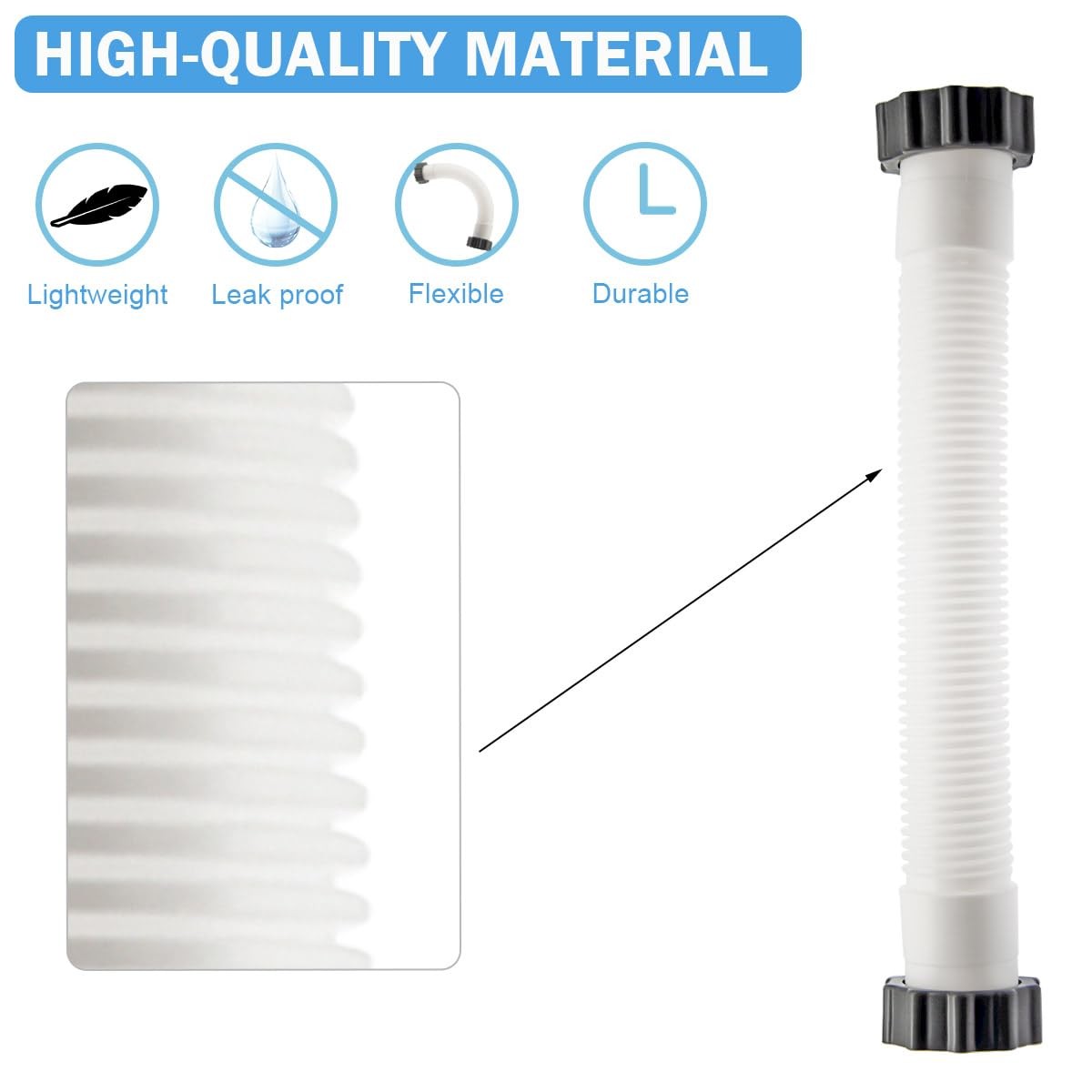 11535 16 Inch Interconnect Hose Replacement for Intex 1-1/4 inches, White
