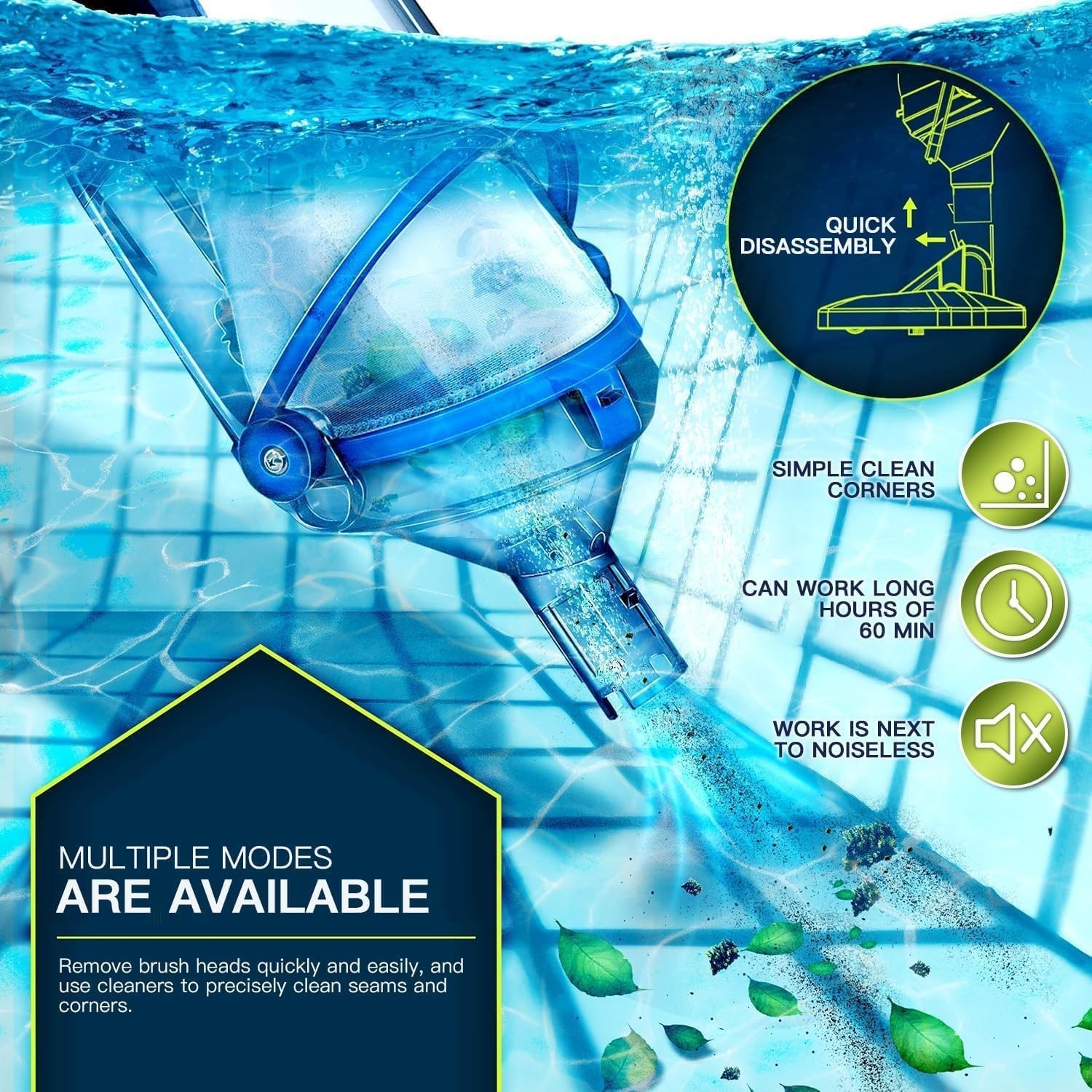 Lightweight Cordless Pool Vacuum with Telescopic Pole – Effortless Cleaning