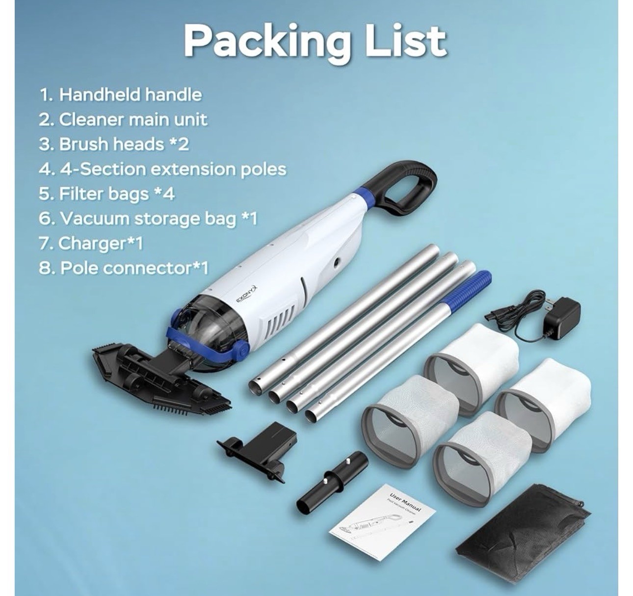 Exonyx Portable Pool Vacuum Handheld Multi Pool Use Brand New