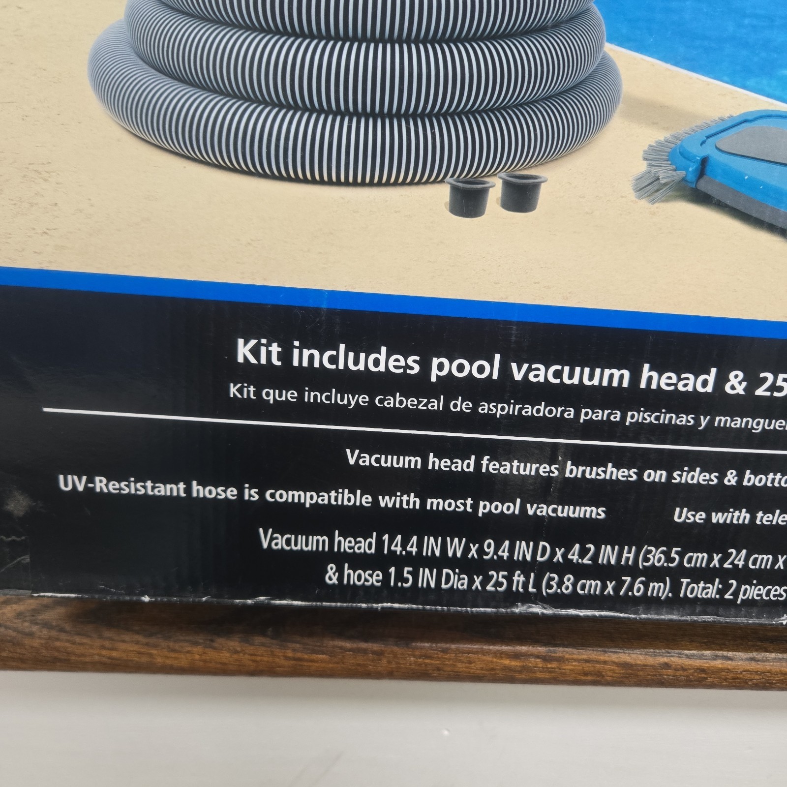 Mainstays Pool Vacuum Kit 2-Piece 25ft UVResistant Hose+Swivel Head 14.4 In W 9.