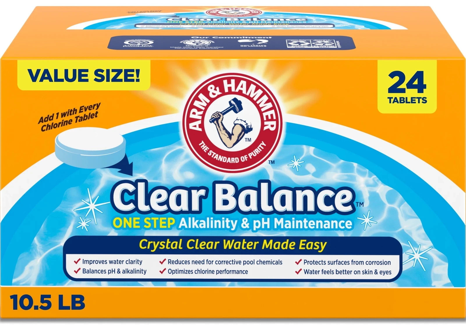 Clear Balance Swimming Pool Maintenance Tablets, 1 Pack, 24 Count