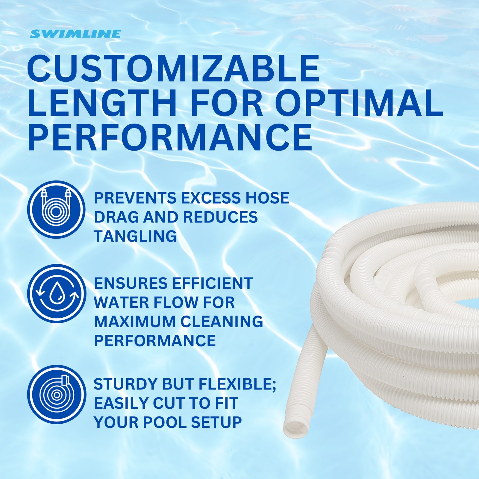 Swimline Hydrotools Standard Inground Swimming Pool Vacuum Hose, 1.25&Prime; x 250&prime;