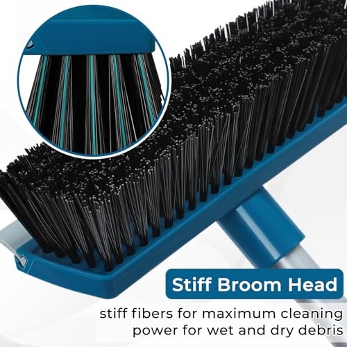 Stiff Bristle Deck Brushes for Scrubbing Heavy Duty with Rubber Scrape