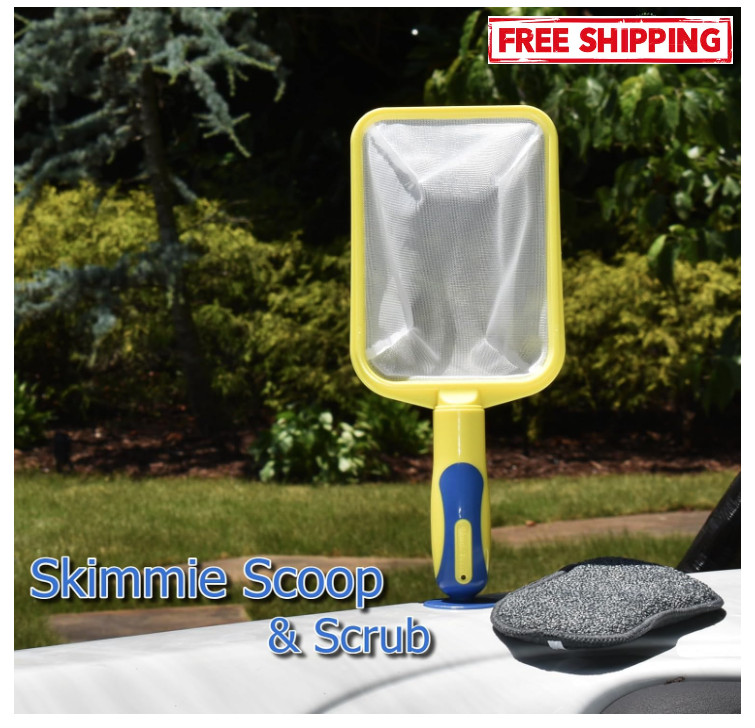 Handheld Skimmer with Fine Mesh for Spa, Hot Tub, Plunge & Small Pool (Yellow)