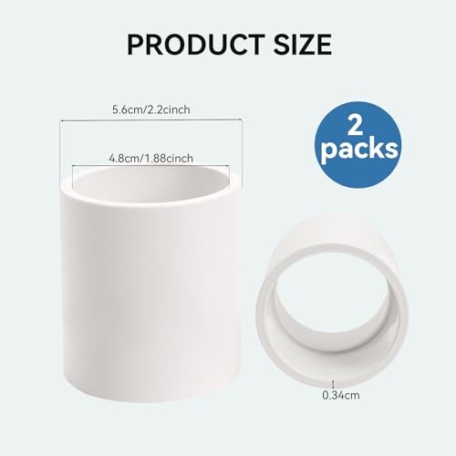 2Pack 1-1/2 Inch White PVC Pipe Coupling, Socket x Socket, Schedule 40 1.5 Inch