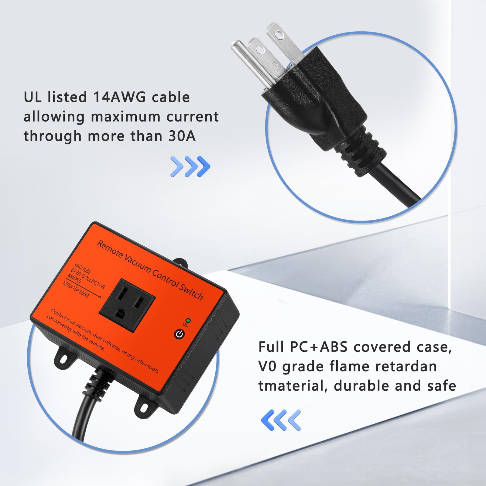 Chaosend 120V Automatic Vacuum Switch Remote Wireless Remote Switch For Dust