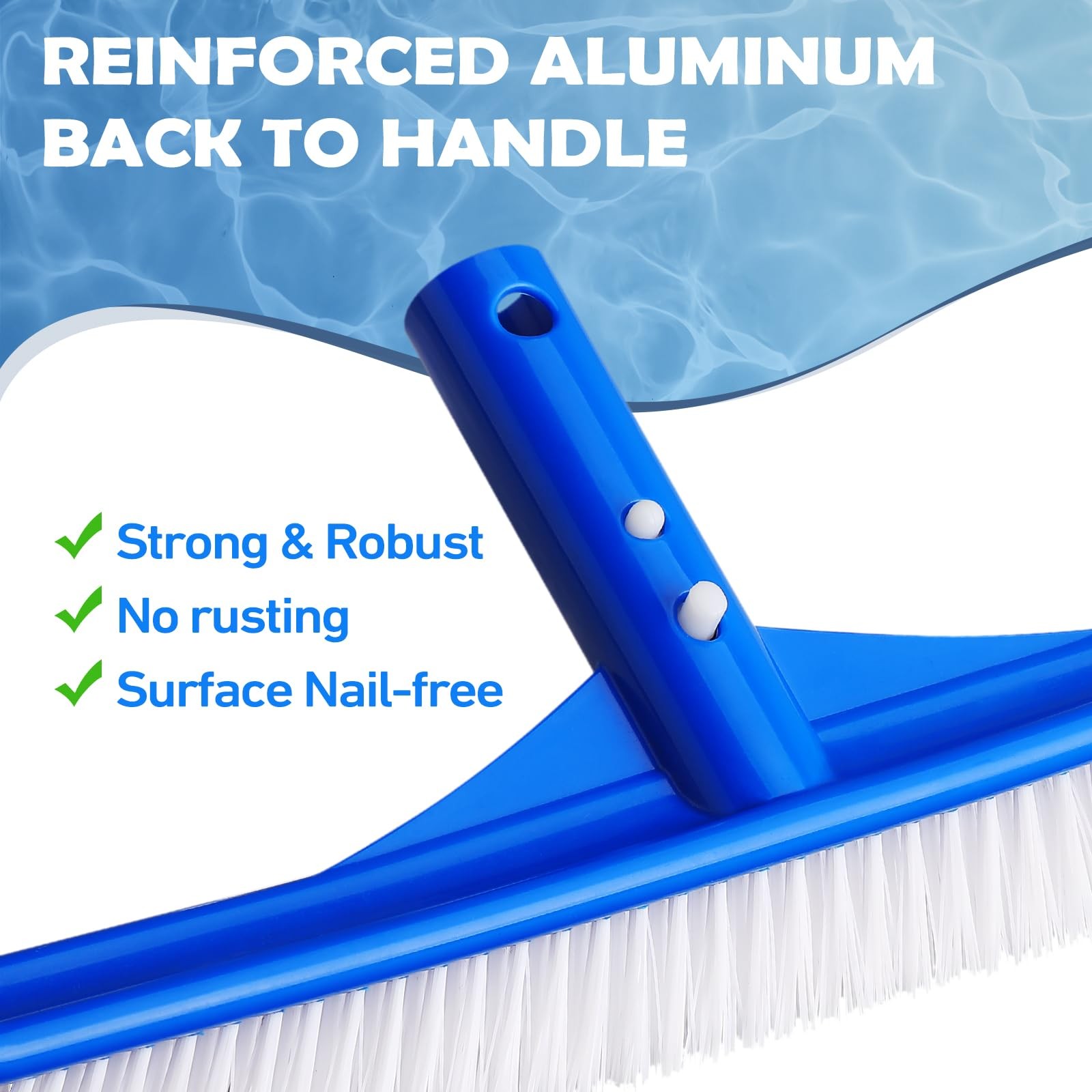 Pool Brush – 17&Prime; Pool Brush Head for Cleaning Pool Walls, Curved Ends High-Ef…