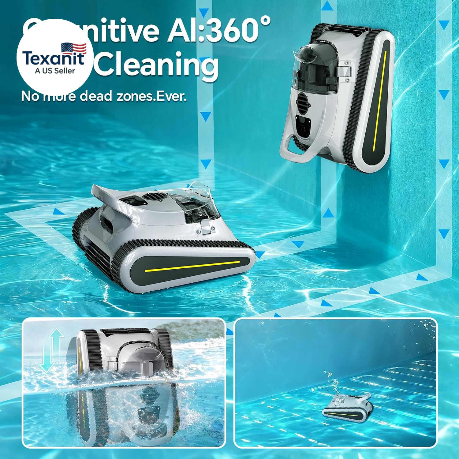 Pool Vacuum for Inground Pools & above Ground Pool, Cordless Robotic Pool Cleane