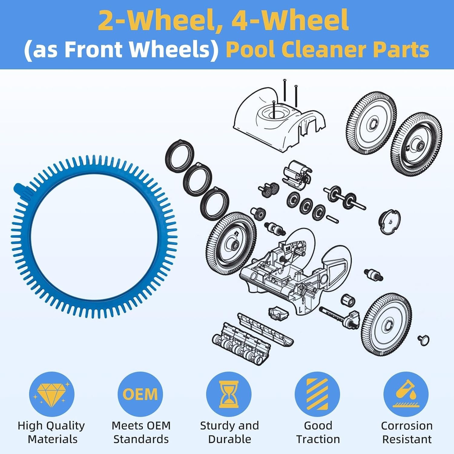 Pool Cleaner Tires 2-Pack Front Replacement Wheels