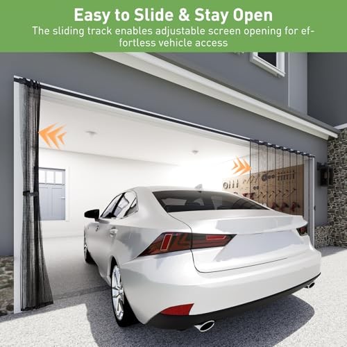 Retractable Garage Screen Door with Track, Garage Fit Garage Door 16 x 7 Feet