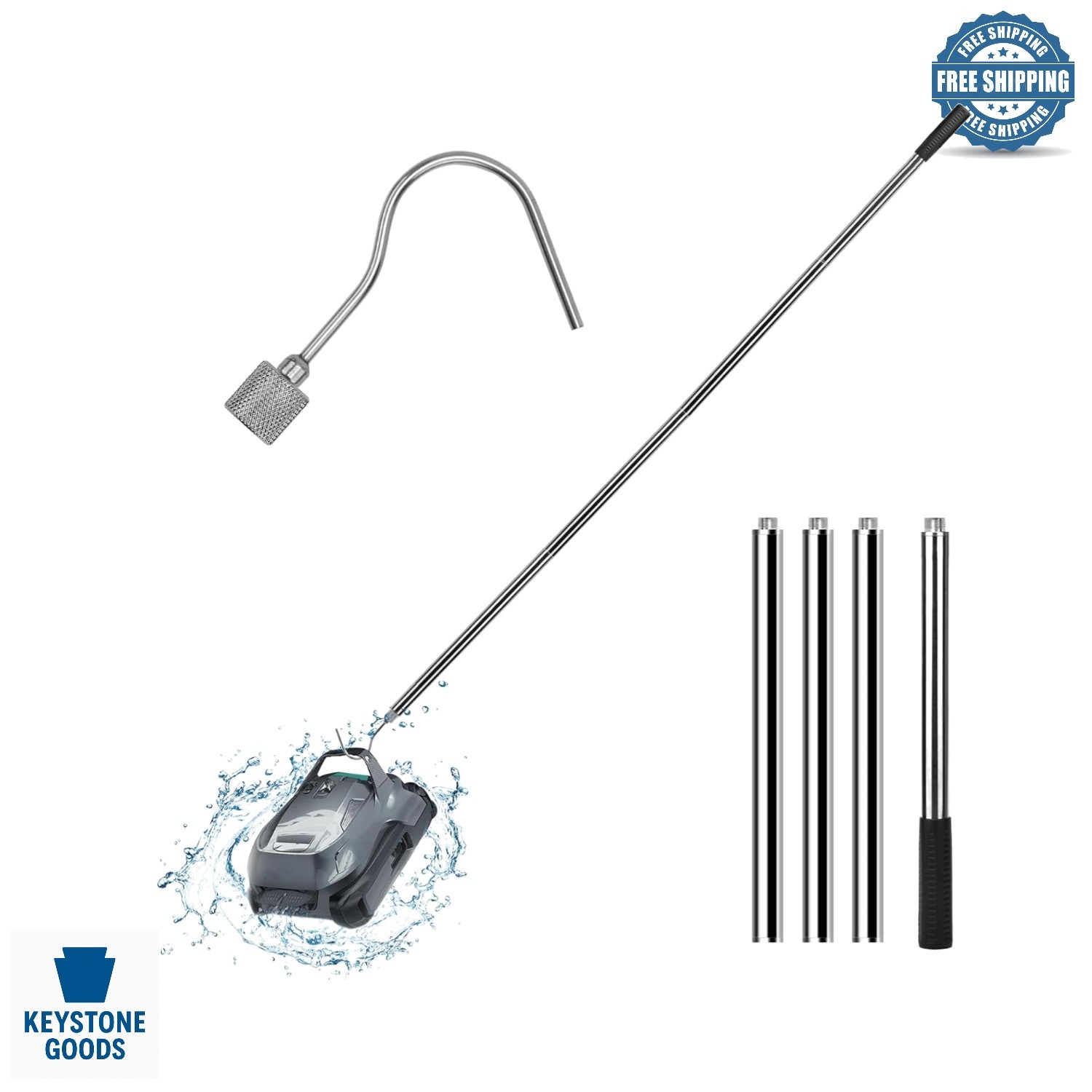 Telescopic Pool Cleaner Retrieval Hook & Pole Set
