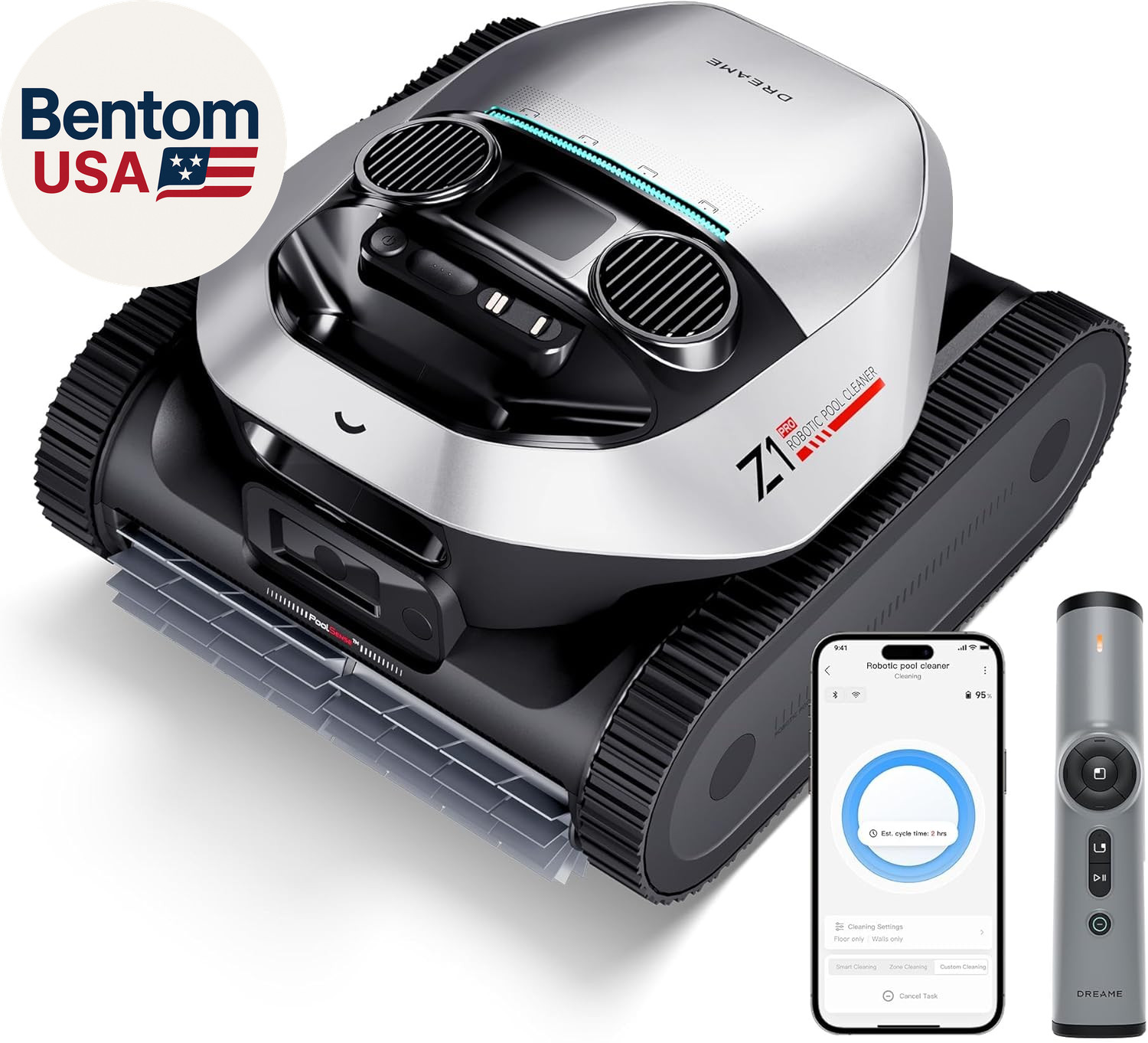 Z1 Pro Cordless Robotic Pool Cleaner, Lifi & APP Control, 8000 GPH Suction, Wall