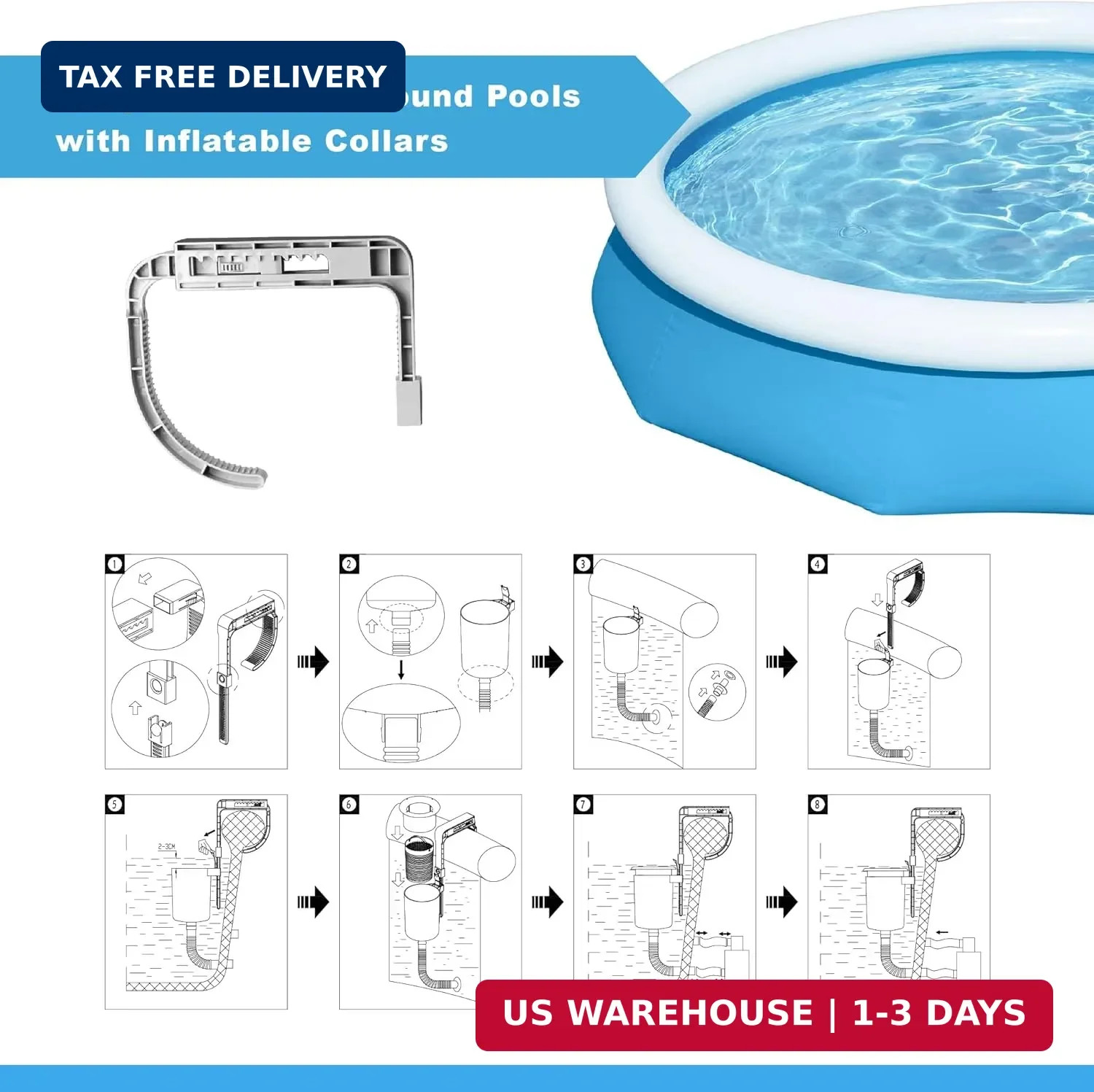 Above Ground Pool Skimmer with 5 Skimmer Socks, Wall Mount Surface Skimmer with