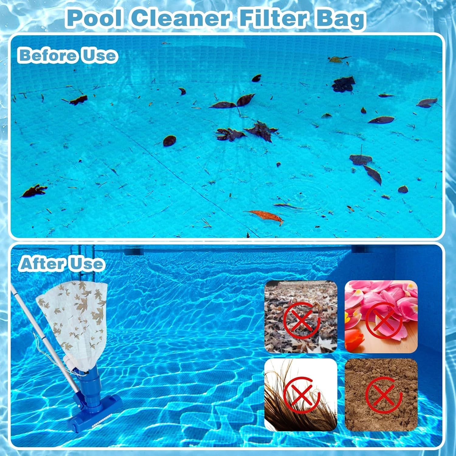 High-Quality Mesh Vacuum Filter Bags for Pools – 4 Pack with Locking Cord