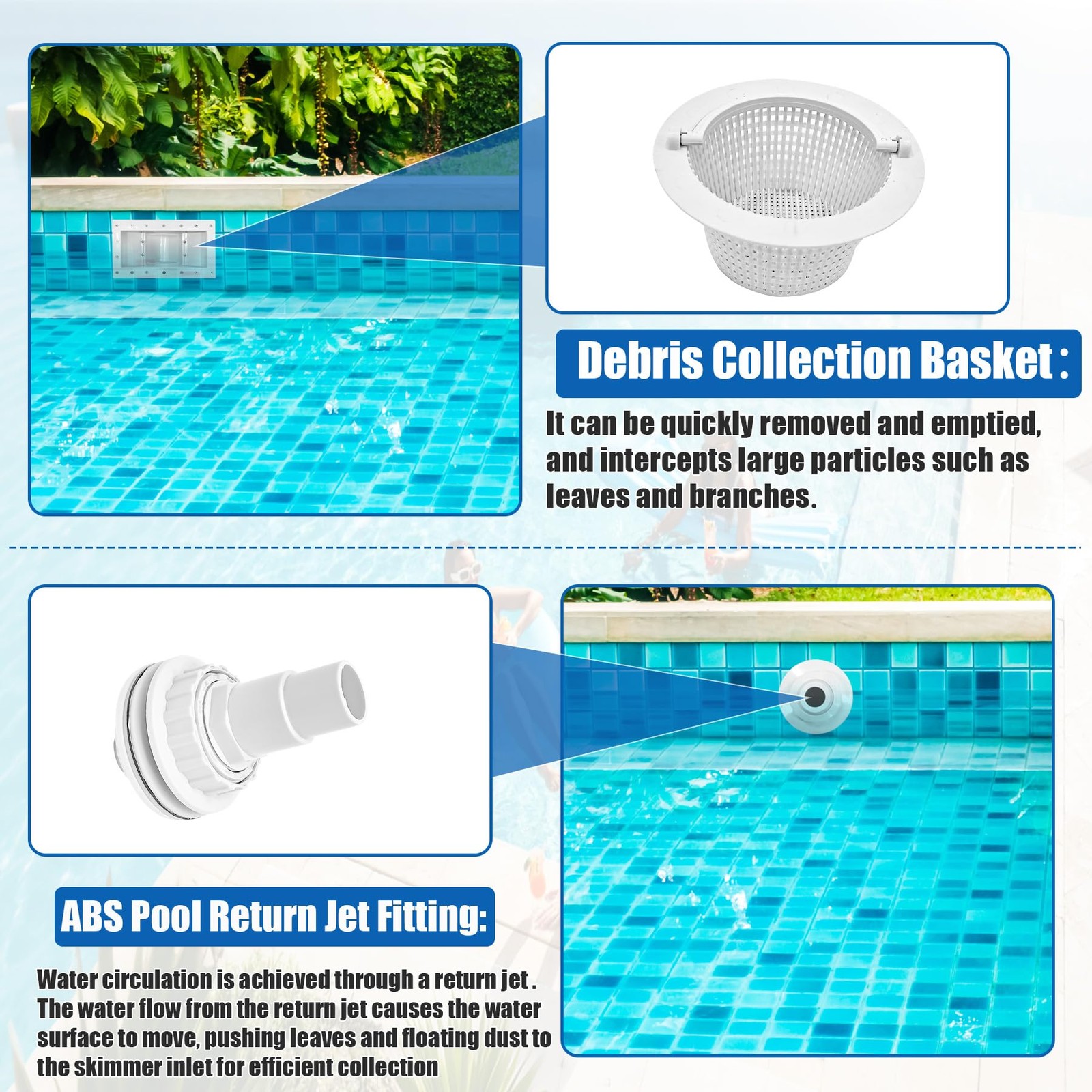 showingo Above Ground Pool Skimmer Kit Wide Mouth Through Wall Skimmer Pool Kit