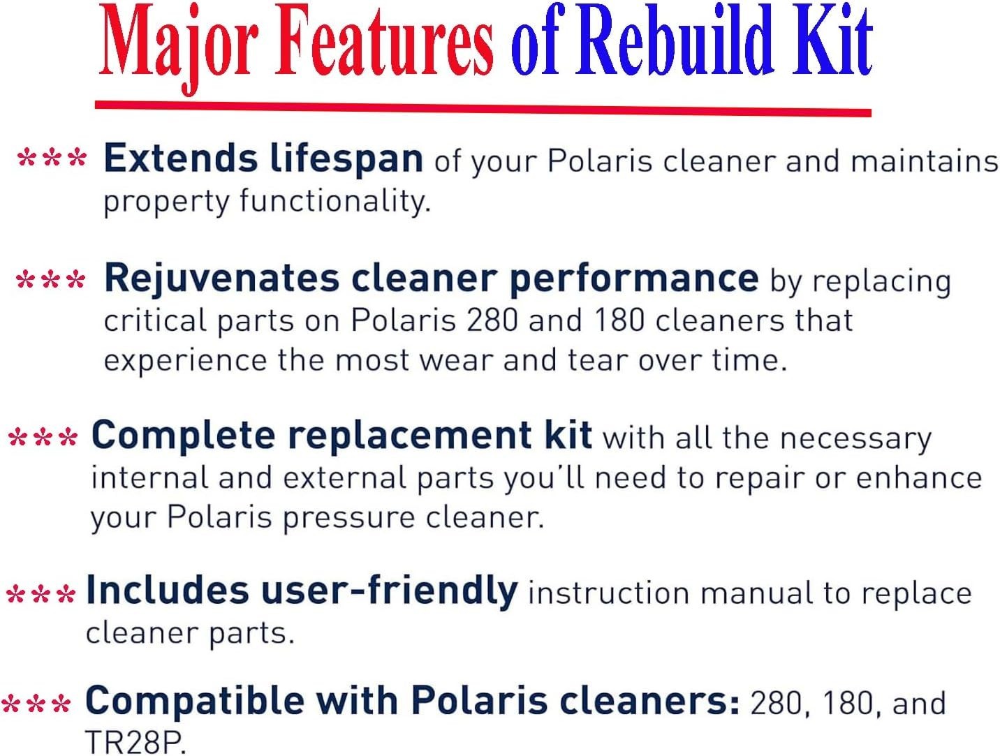 Pool Cleaner Tune Up Kit for Polaris 280 TR28P All-Purpose Bag Hose Wheel