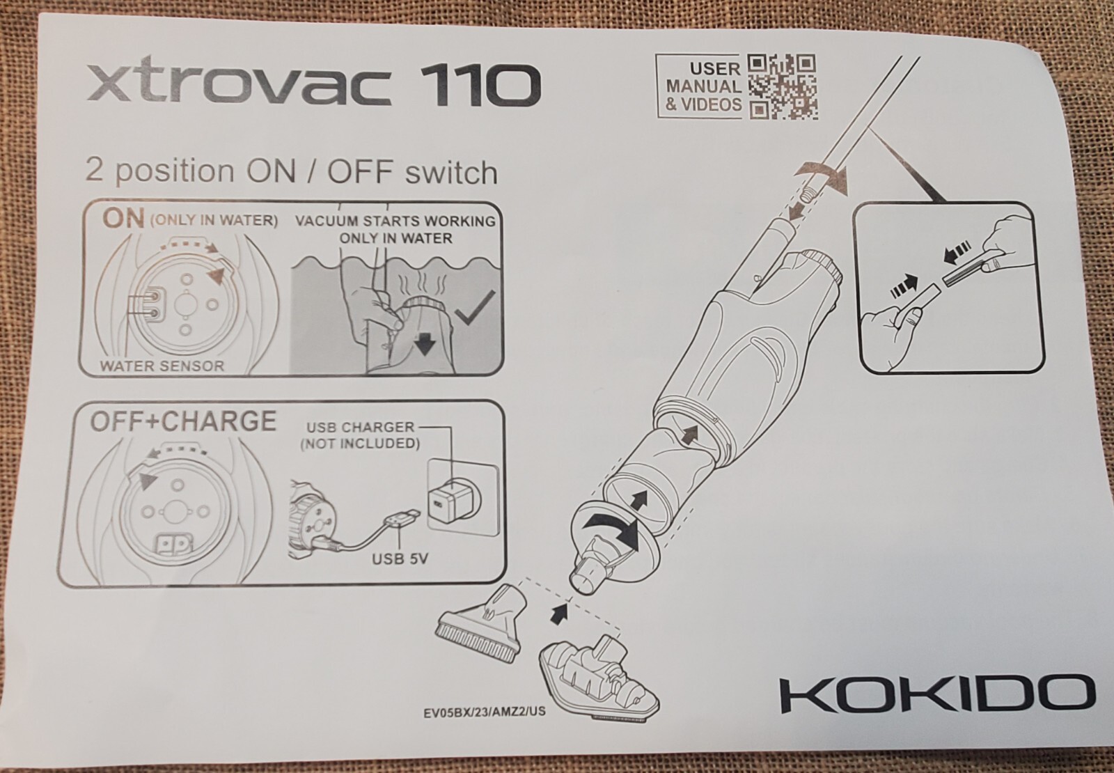 Kokido Xtrovac 110 Cordless Pool Vacuum Model EV-05 (2024 Upgrade)