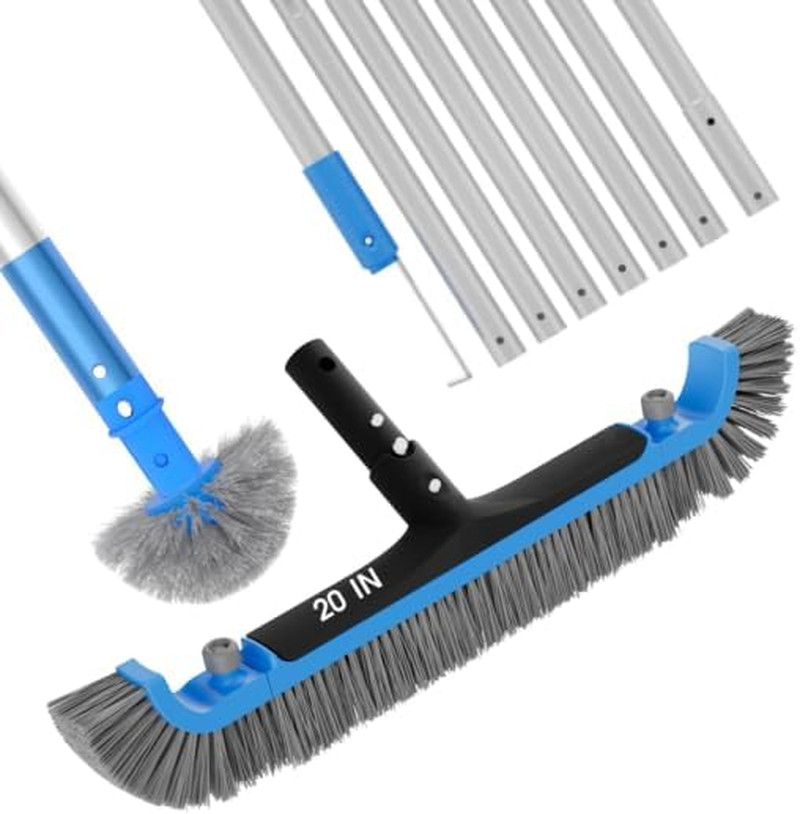 2 in 1 Pool Brush with Poles 10Ft – 20 » Heavy Duty Swimming Pool Brush & Multif