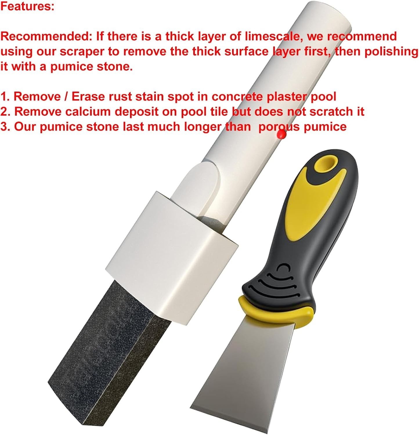 Pool Pumice Stone & Scraper Cleaning Set – Remove Calcium, Rust & Pool Stains