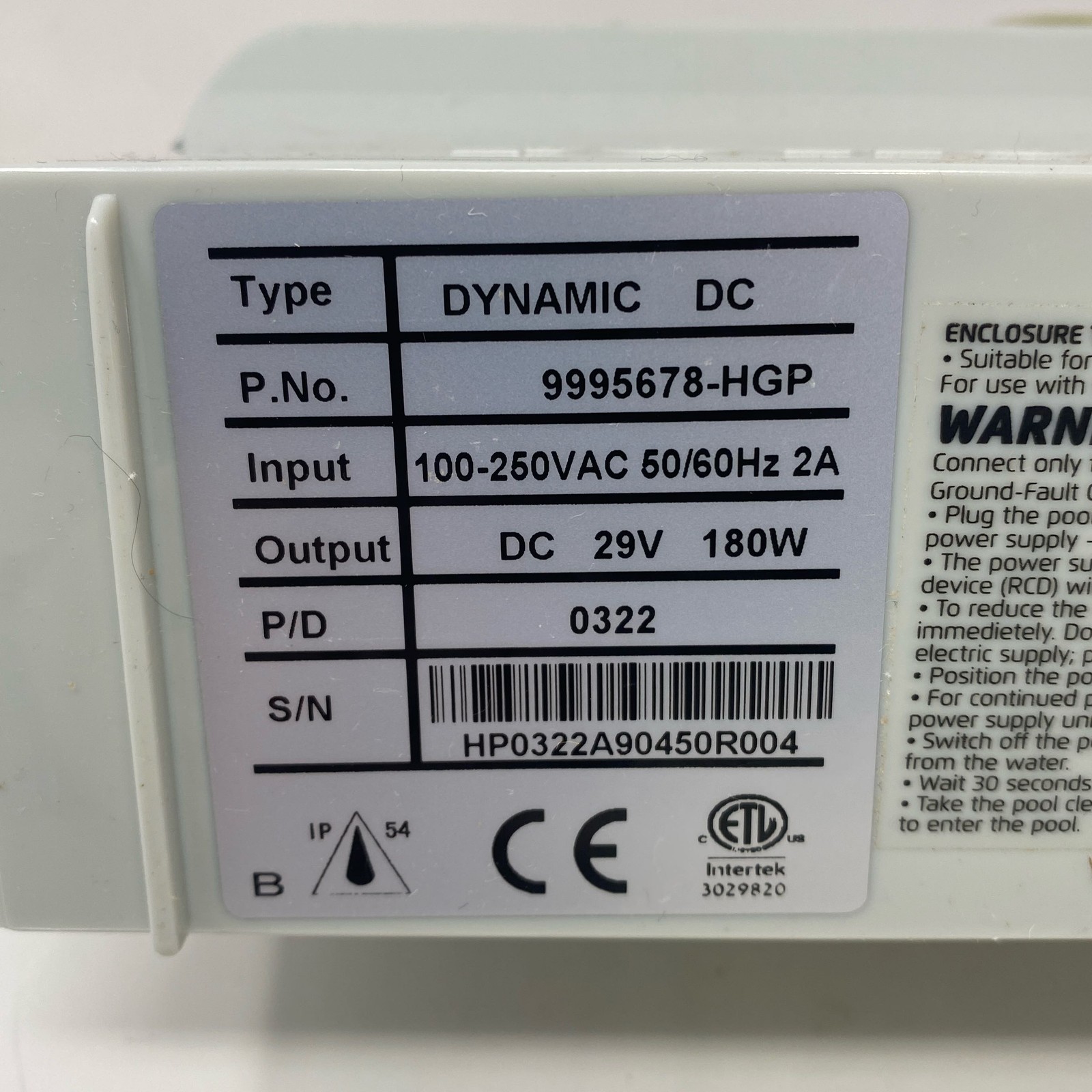 Maytronics Dolphin 9995678 180W Advanced Power Supply, Gray 29V