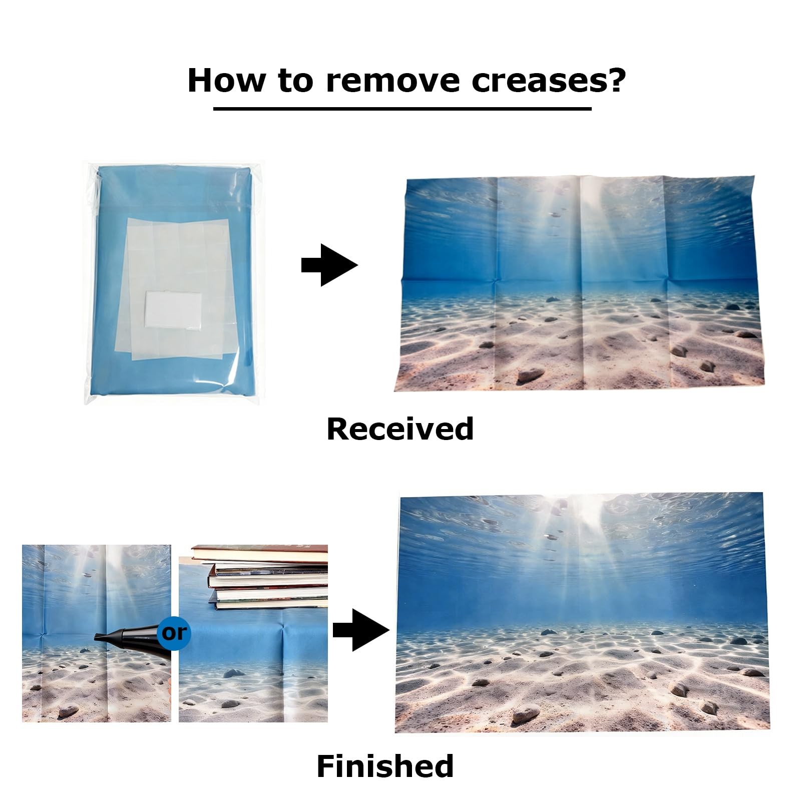 Undersea Aquarium Background & Double-Sided Sponge Brush for Fish Tanks 30×18&Prime;