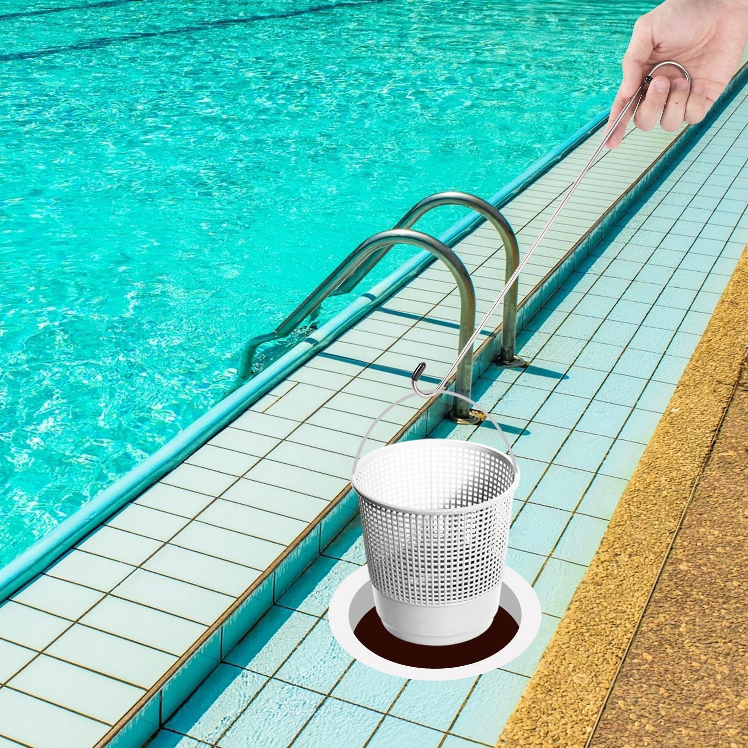 Stainless Steel Pool Skimmer Basket Hook – 13.78 Inch Debris Removal Tool for…
