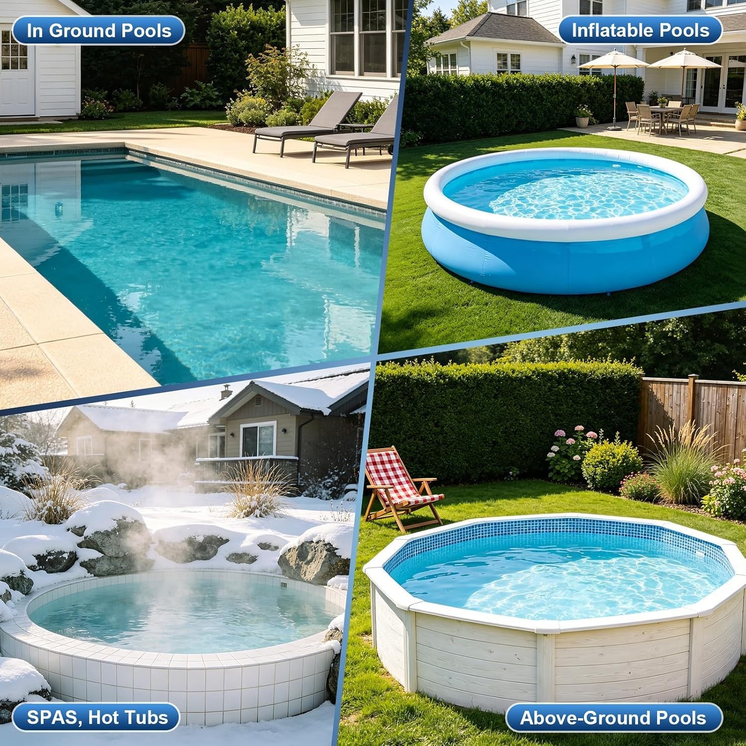 Cordless Pool Vacuum Cleaner 18.5GPM Rechargeable Above Ground Inground