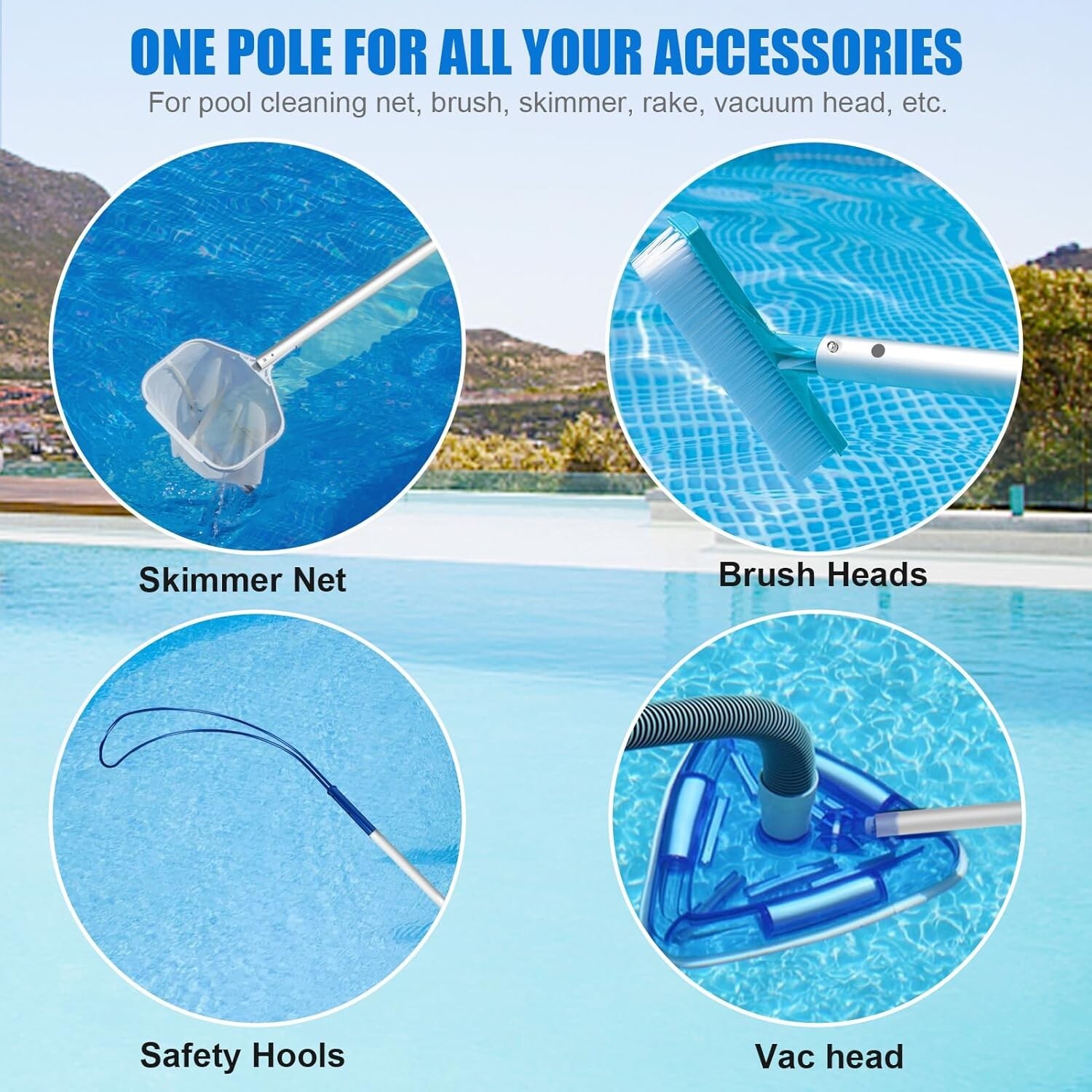 Pool Pole – Professional 12 Foot Telescoping Swimming Pool Cleaning Poles, Adjus