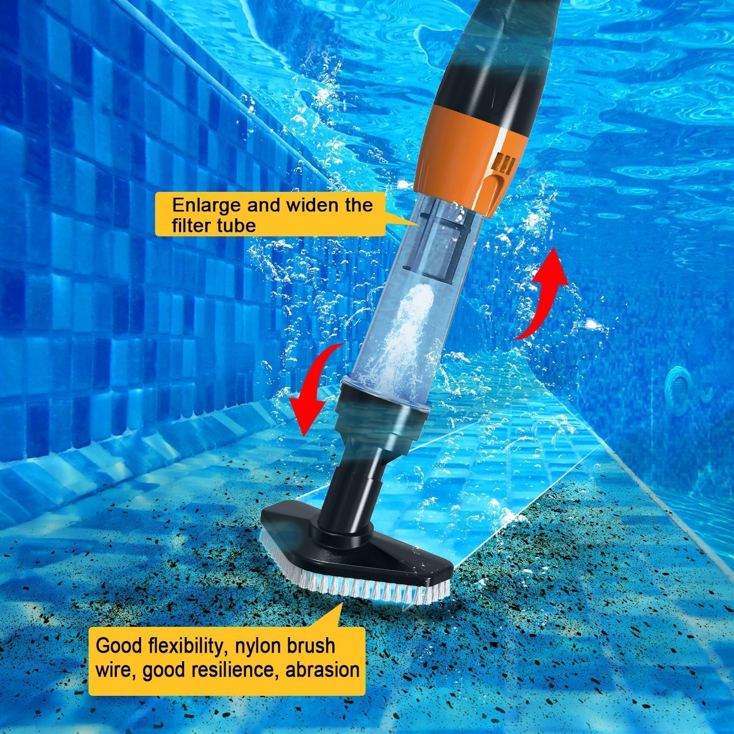 3 in 1 Cordless Rechargeable Pool Vacuum, Handheld Pool Cleaner Ideal for Spas,