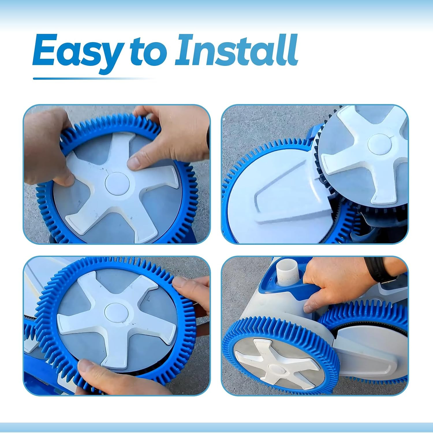 Pool Cleaner Tires, Blue Front and Rear Tires Combo Kit Compatible with Hayward