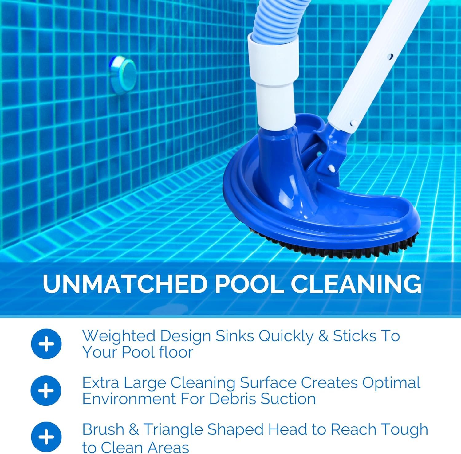 HYDROTOOLS Manual Pool Vacuum Head Attachment for Inground & above Ground Pools