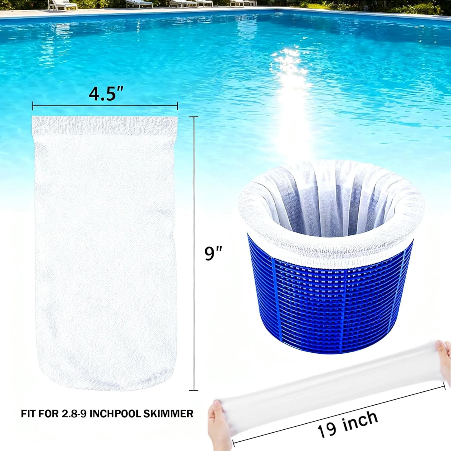 100 Pack Pool Skimmer Socks – Ultra Fine Mesh Filter for Debris