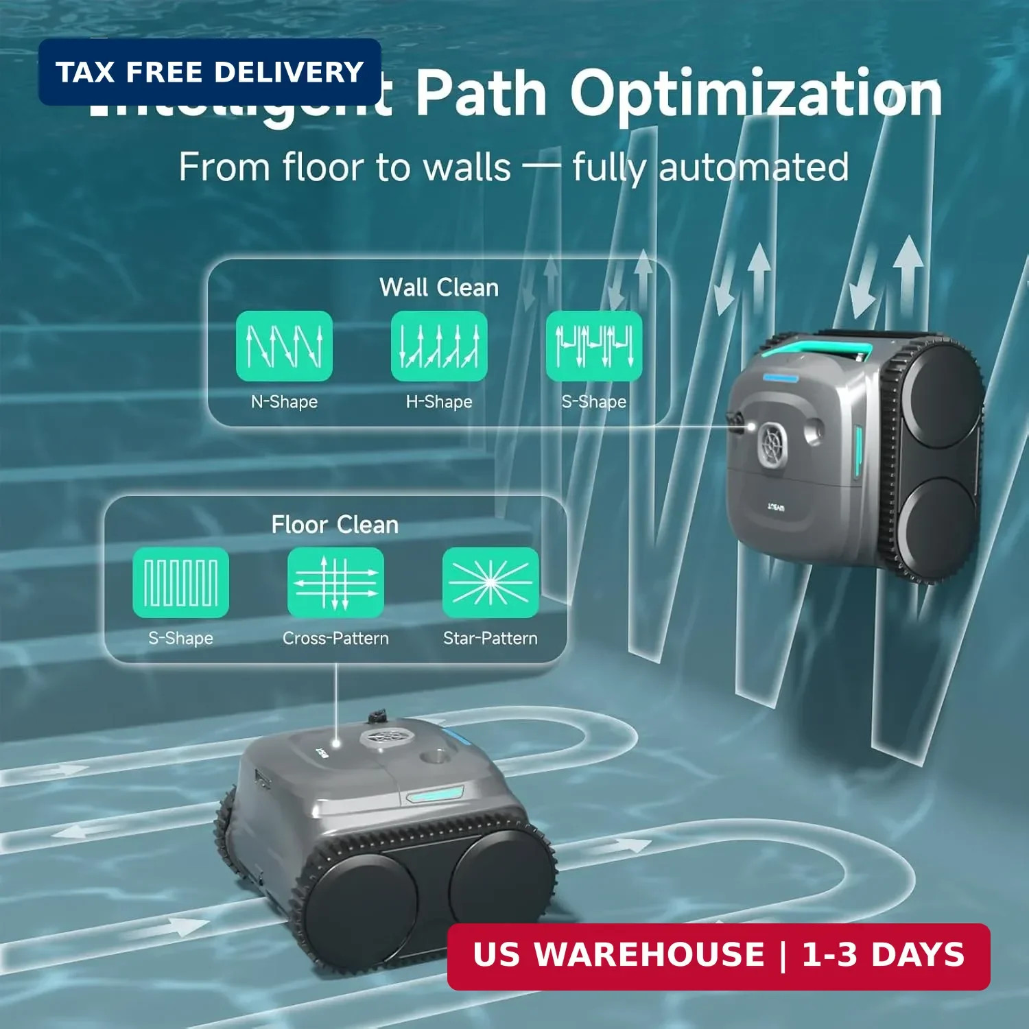 WYBOT C2 Cordless Robotic Pool Cleaner, Dual Filtrations, Floor, Wall &Waterline