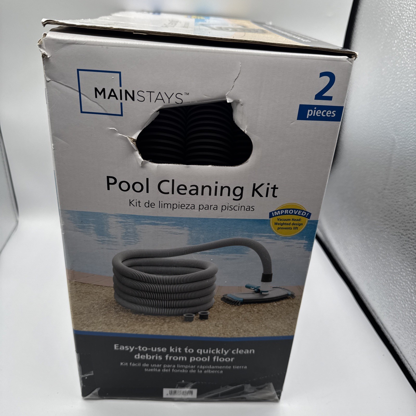Vacuum Pool CleaningKit 2-Piece 25ft UV-Resistant Hose+Swivel Head 1.25&Prime;/1.5&Prime;