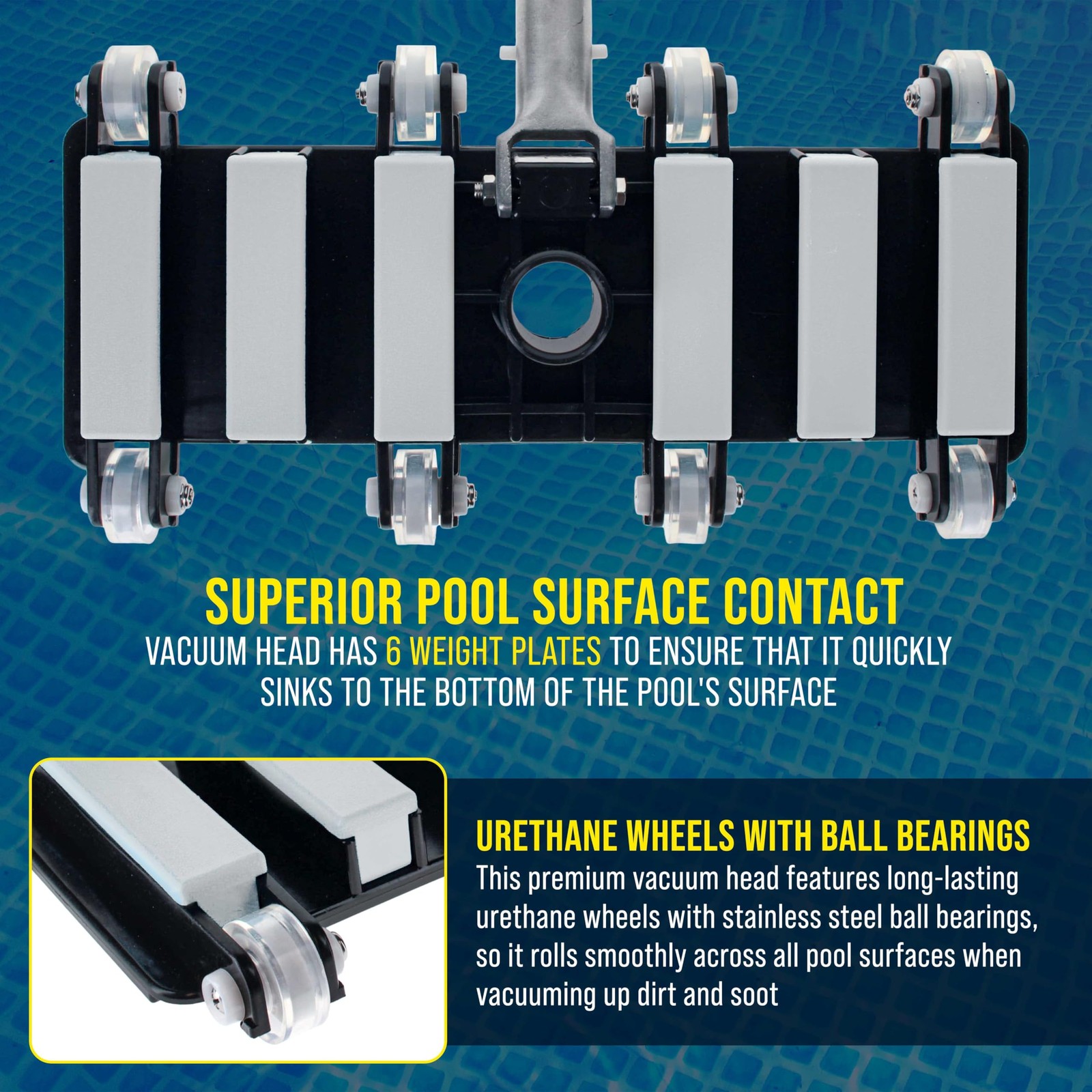 U.S. Pool Supply Manual Vacuum Head for Inground 14.5 Inch, Black/Blue