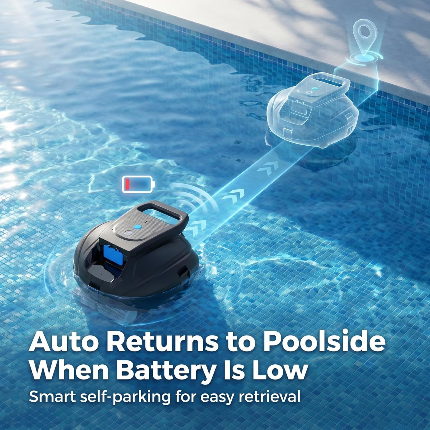 Robotic Pool Cleaner Cordless, Dual-Motor Powerful Suction & 120 Mins Longest Ru