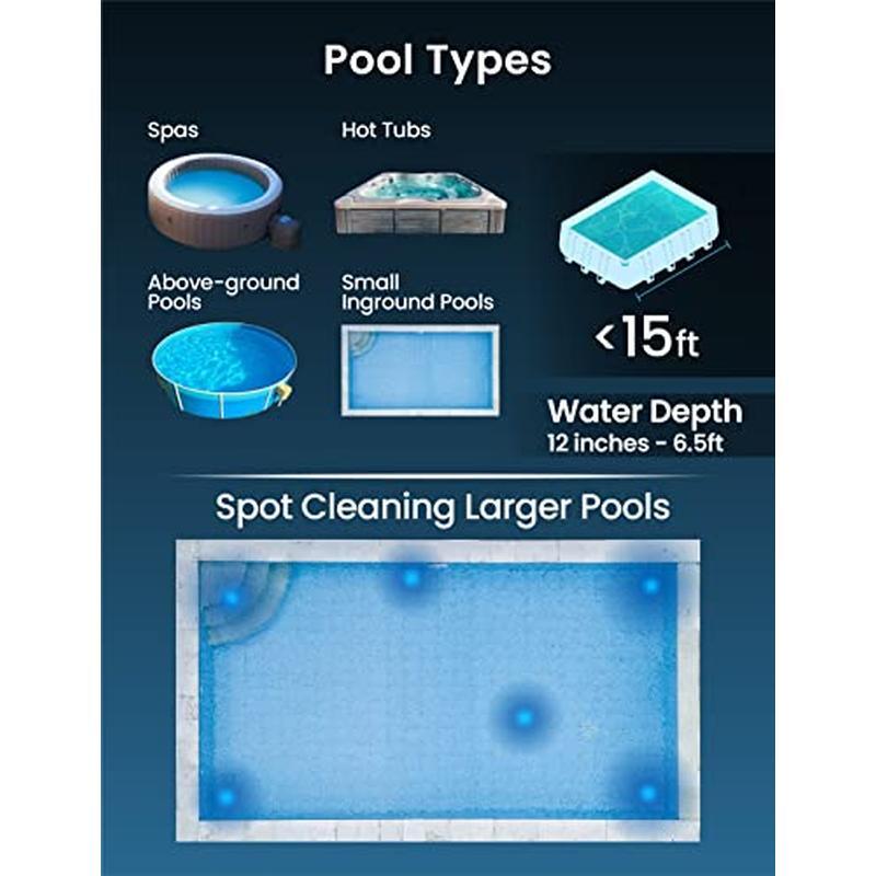 Rechargeable Cordless Handheld Pool Vacuum W/ Adjustable Pole & Brush Heads New