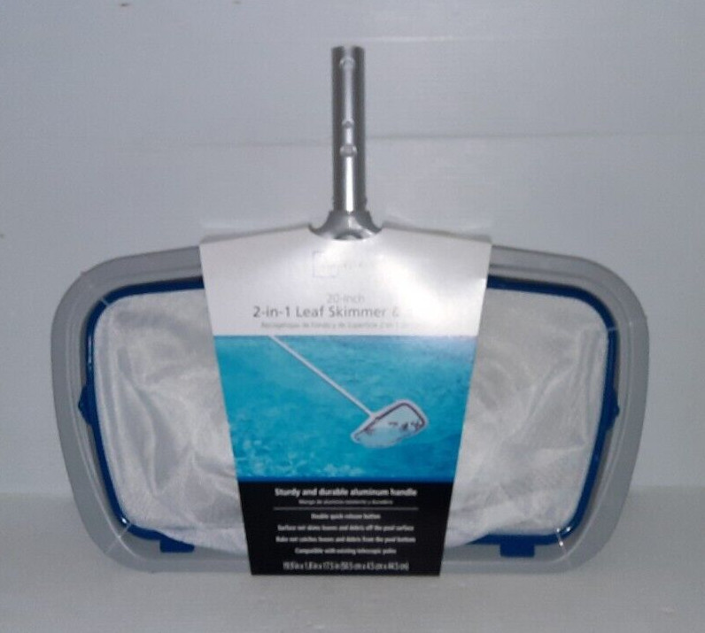 Mainstays 20 in. 2-in-1 Leaf Skimmer & Rake for Pools & Ponds etc. New