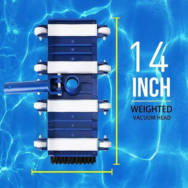 14 Inch Pool Vacuum Head Cleaner Side Brush Powerful Cleaning Walls/Corners