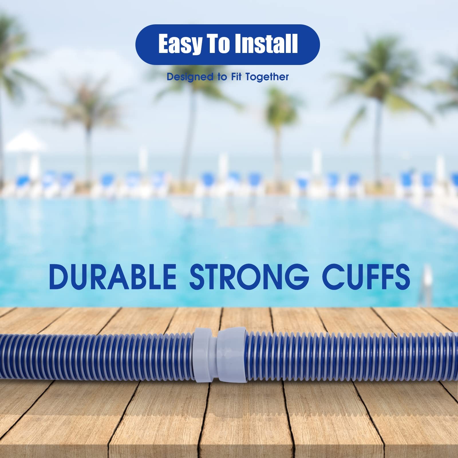 Poolwhale Professional Swimming Pool Vacuum Cleaner Hose -1.5 8 Piece Hoses